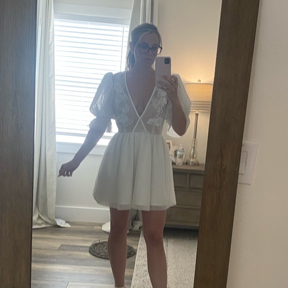White lace mini dress